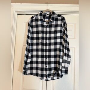 New Men's Plaid Flannel Button Up Shirt 2XL Black Gray Long Sleeve Lumberjack